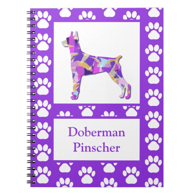 Doberman Pinscher Dog Silhouette Purple PY&B Notebook (Front)