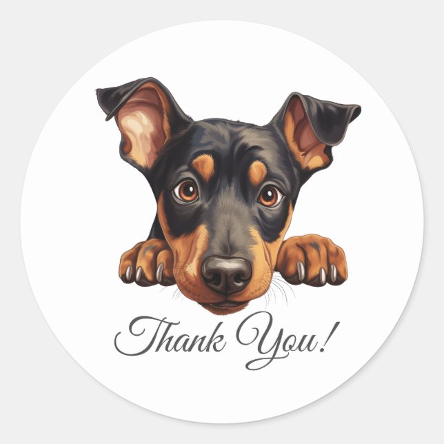 Doberman Pinscher Dog Thank You Classic Round Sticker (Front)