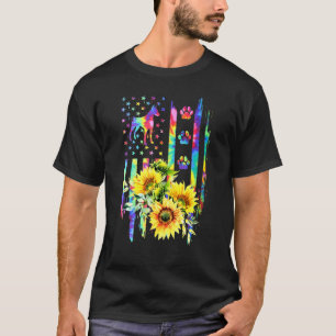 Doberman Pinscher Dog Tie Dye American Flag And Su T-Shirt
