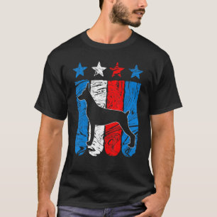 Doberman Pinscher Dog Usa American Flag 4th Of Jul T-Shirt