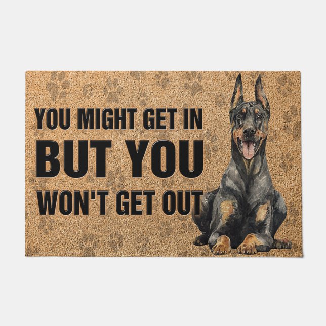Doberman Pinscher Doormat , Cool Dog (Front)