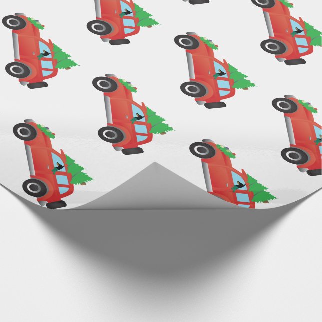 Doberman Pinscher driving car w/ Christmas tree Wrapping Paper (Corner)