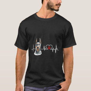 Doberman Pinscher Ekg Heartbeat Heart Line Dog T-Shirt