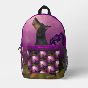 Doberman Pinscher Fantasy Moon Personalised Printed Backpack