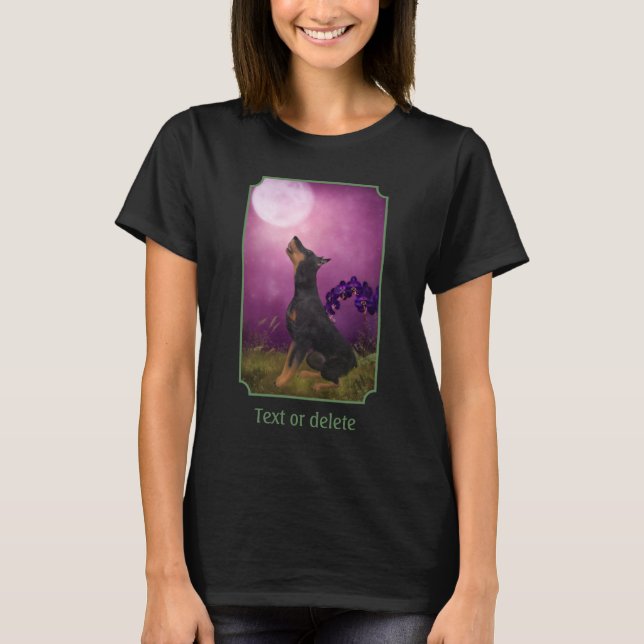 Doberman Pinscher Fantasy Orchids Dog Art  T-Shirt (Front)