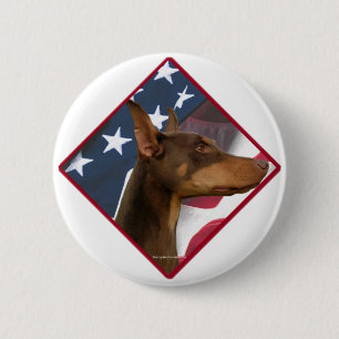 Doberman Pinscher Flag 2 6 Cm Round Badge