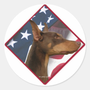 Doberman Pinscher Flag 2 Classic Round Sticker