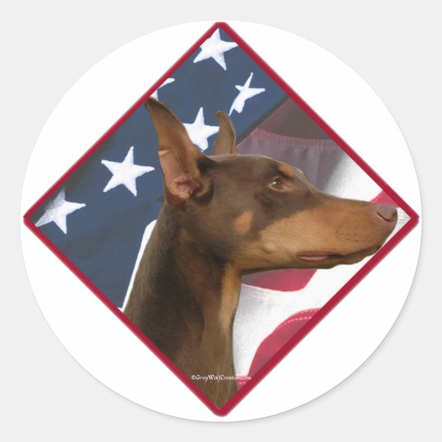 Doberman Pinscher Flag 2 Classic Round Sticker (Front)
