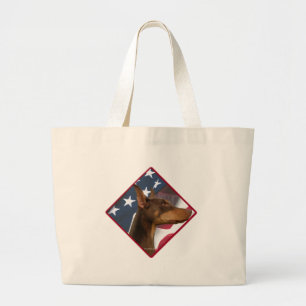Doberman Pinscher Flag 2 Large Tote Bag