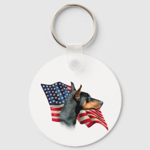 Doberman Pinscher Flag Key Ring