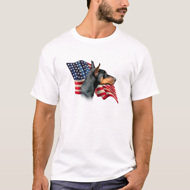Doberman Pinscher Flag T-Shirt (Front)
