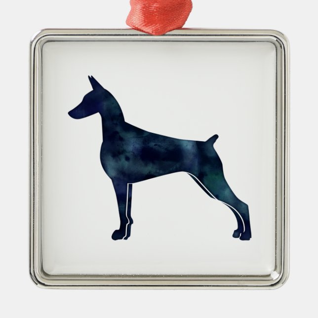 Doberman Pinscher Geometric Black Silhouette Metal Ornament (Front)