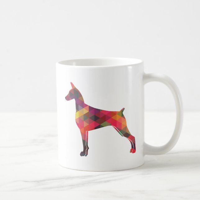 Doberman Pinscher Geometric Patten Silhouette Coffee Mug (Right)