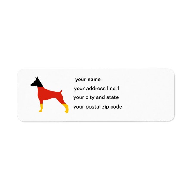 doberman pinscher germany-flag silhouette return address label (Front)