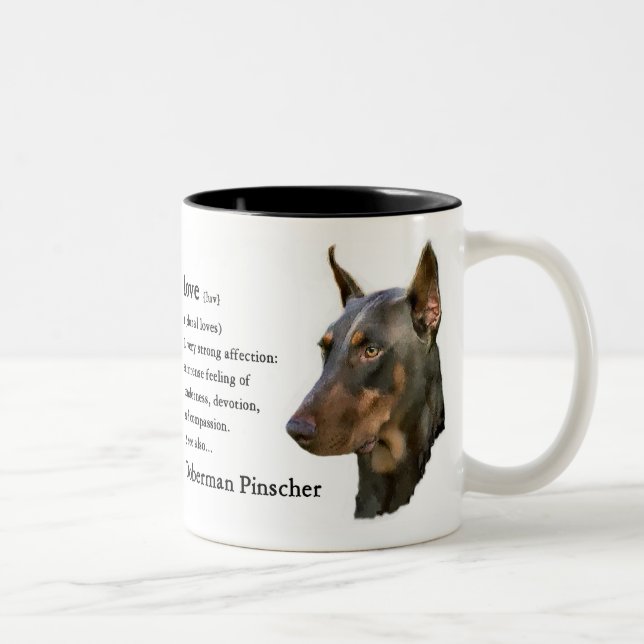Doberman Pinscher Gifts Two-Tone Coffee Mug (Right)