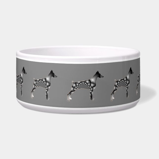 Doberman Pinscher Grey Dog Bowl (Front)