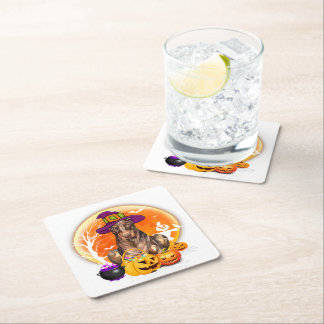 Doberman Pinscher Halloween Party Square Paper Coaster