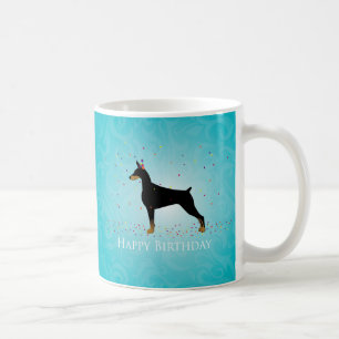 Doberman Pinscher Happy Birthday Design Coffee Mug