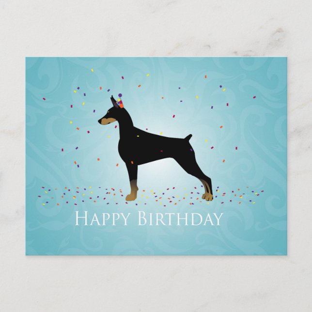 Doberman Pinscher Happy Birthday Design Postcard (Front)