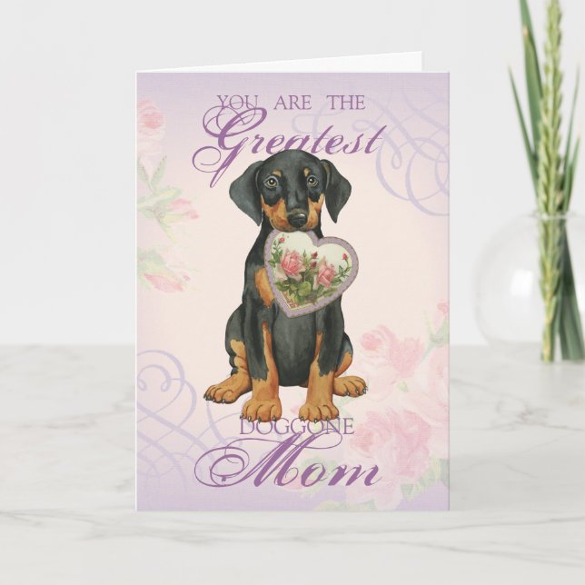 Doberman Pinscher Heart Mum Card (Front)