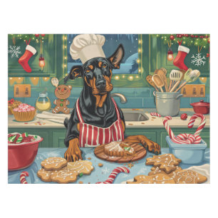 Doberman Pinscher Holiday Baking Festive Christmas Tablecloth