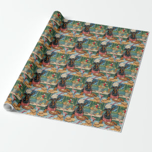 Doberman Pinscher Holiday Baking Festive Christmas Wrapping Paper