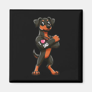Doberman Pinscher I Love Dad Funny Dog Tattoo _1  Magnet