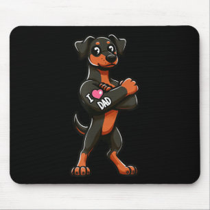 Doberman Pinscher I Love Dad Funny Dog Tattoo _1 Mouse Pad
