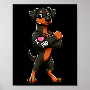 Doberman Pinscher I Love Dad Funny Dog Tattoo _1 Poster