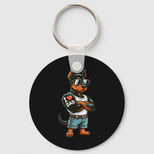 Doberman Pinscher I Love Dad Funny Dog Tattoo  Key Ring