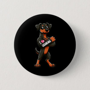 Doberman Pinscher I Love Grandma Funny Dog Tattoo 6 Cm Round Badge
