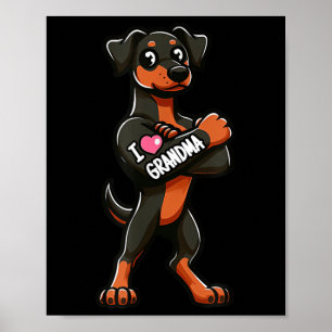 Doberman Pinscher I Love Grandma Funny Dog Tattoo Poster