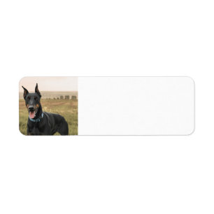 Doberman Pinscher In Field Return Address Label