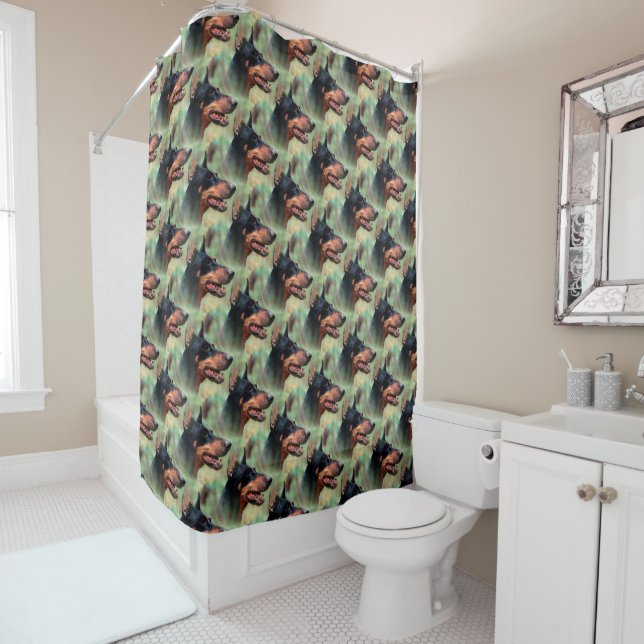 Doberman Pinscher in the Woods Shower Curtain (In Situ)