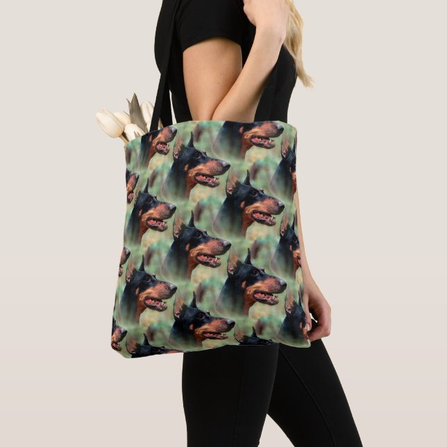 Doberman Pinscher in the Woods Tote Bag (Close Up)