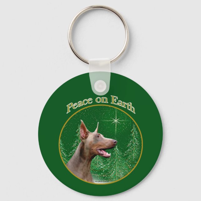 Doberman Pinscher (isabella) Peace Key Ring (Front)