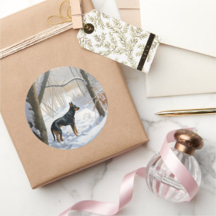 Doberman Pinscher Let It Snow Christmas Classic Round Sticker