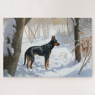 Doberman Pinscher Let It Snow Christmas Jigsaw Puzzle