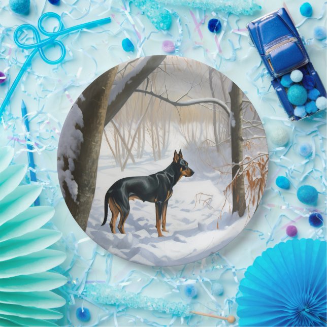 Doberman Pinscher Let It Snow Christmas Paper Plate (Party)