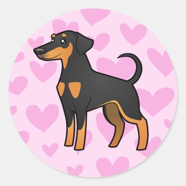 Doberman Pinscher Love (floppy ears) Classic Round Sticker (Front)