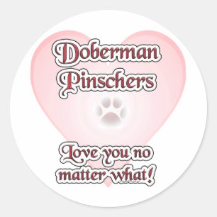 Doberman Pinscher Love, Love Doberman, Love dobie Classic Round Sticker