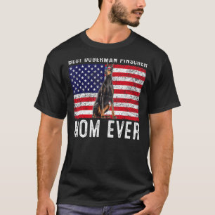 Doberman Pinscher Mum Usa American Flag Dog Owner T-Shirt