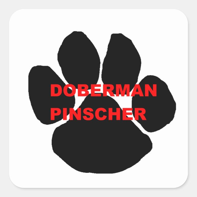 doberman pinscher name paw square sticker (Front)