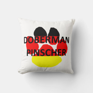doberman pinscher on germany-flag paw cushion