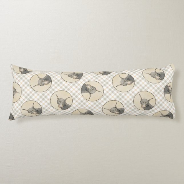 Doberman Pinscher Painting Dobie Cropped Dog Art Body Cushion (Front)