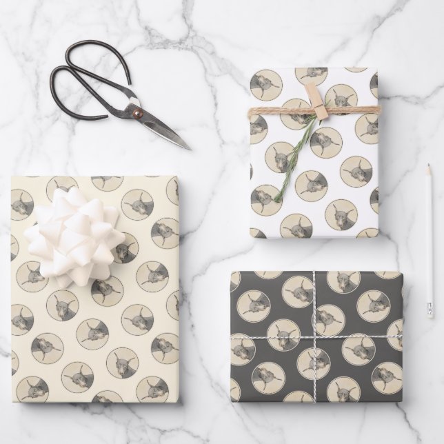 Doberman Pinscher Painting Dobie Cropped Dog Art Wrapping Paper Sheet (Front)