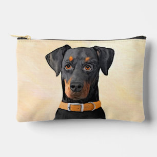 Doberman Pinscher Painting Dobie Uncropped Dog Art Accessory Pouch