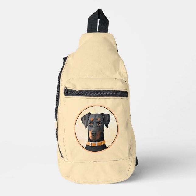 Doberman Pinscher Painting Dobie Uncropped Dog Art Sling Bag (Front)