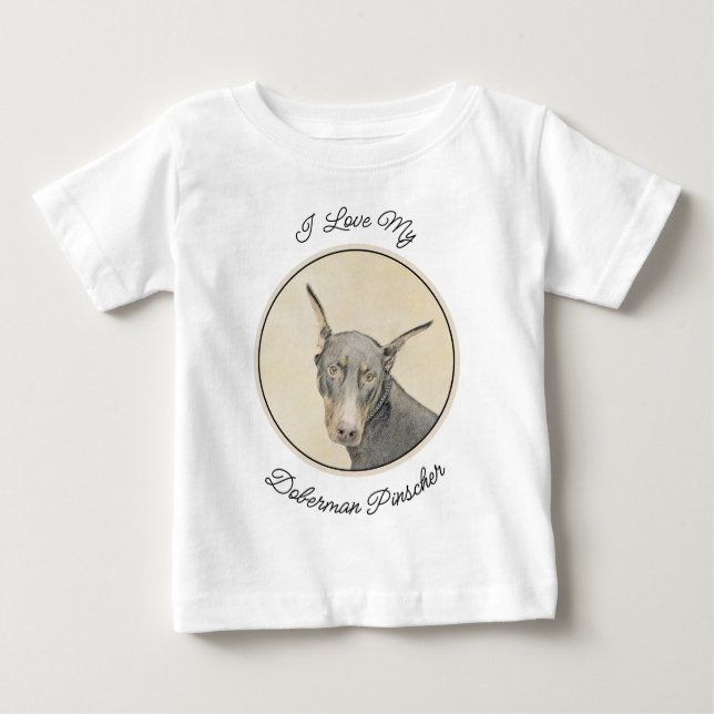 Doberman Pinscher Painting - Original Dog Art Baby T-Shirt (Front)