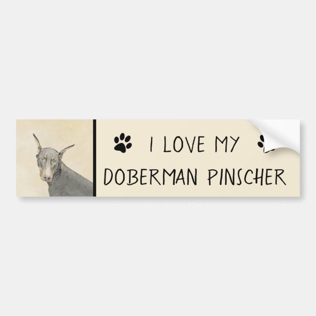 Doberman Pinscher Painting - Original Dog Art Bumper Sticker (Front)